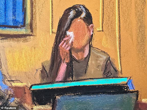 Maurene Comey (not seen) questions "Jane" during Sean "Diddy" Combs' sex trafficking trial in New York City, New York, U.S., June 5, 2025 in this courtroom sketch. REUTERS/Jane Rosenberg