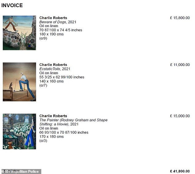 Invoices for some of the artworks Ojiri sold to Ahmad were released today by police