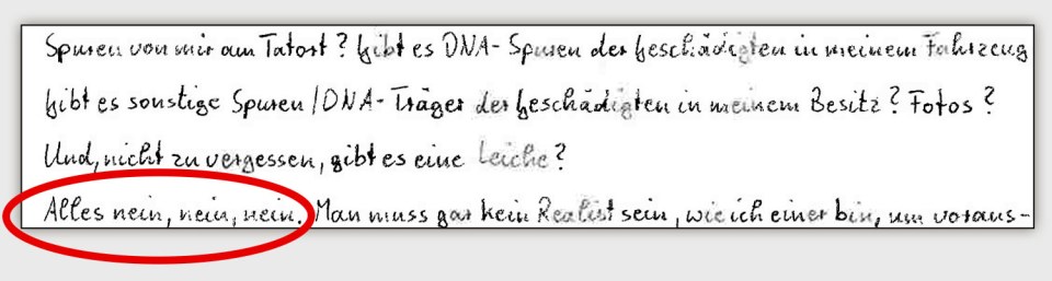 Handwritten German text with a section underlined.