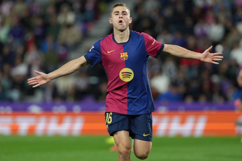 FC Barcelona's Fermin Lopez celebrating a goal.
