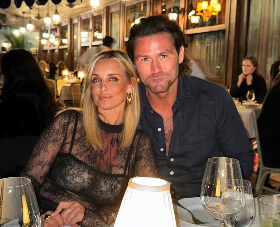 Louise Redknapp and Drew Michael at a restaurant.