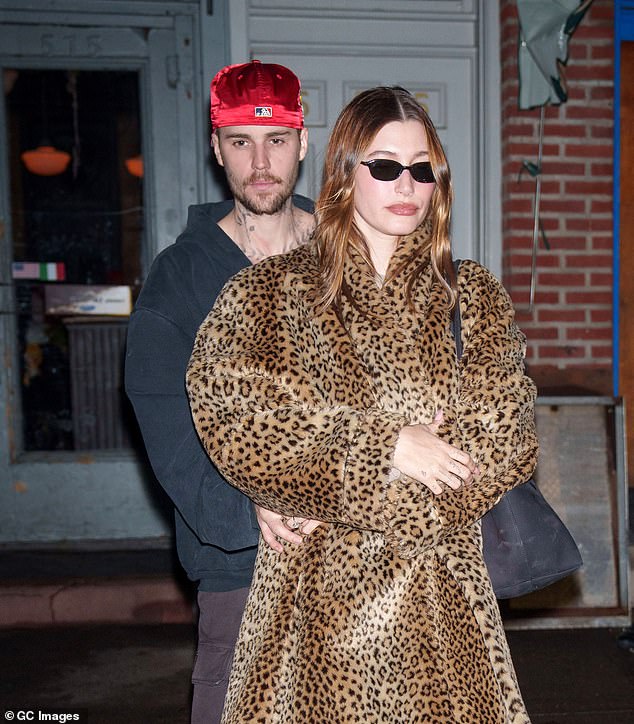 This comes after fans criticized his 'Mother's Day sucks a**' post on his wife's first Mother's Day since they welcomed their first child, son Jack Blues Bieber, in August 2024; pictured February in New York City