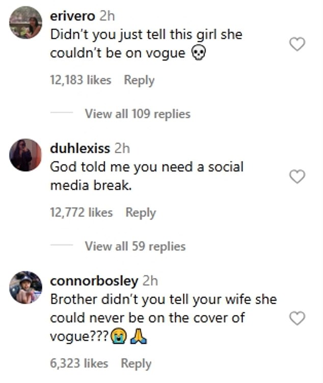 Similar comments flooded his post as fans urged him to take a 'social media break'