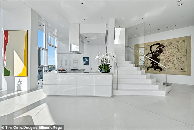 The spacious penthouse has a minimalist design and is one of 57 units across 23 floors designed by French architect Nouvel
