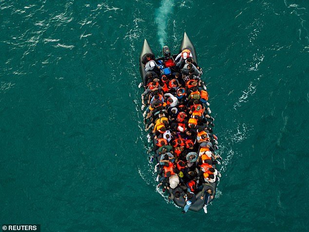 Immigration was mentioned by 49 per cent of people asked to list the ¿most pressing issues facing Britain today¿, up 15 percentage points on the previous month (Pictured: A dinghy heading for the UK in August last year)