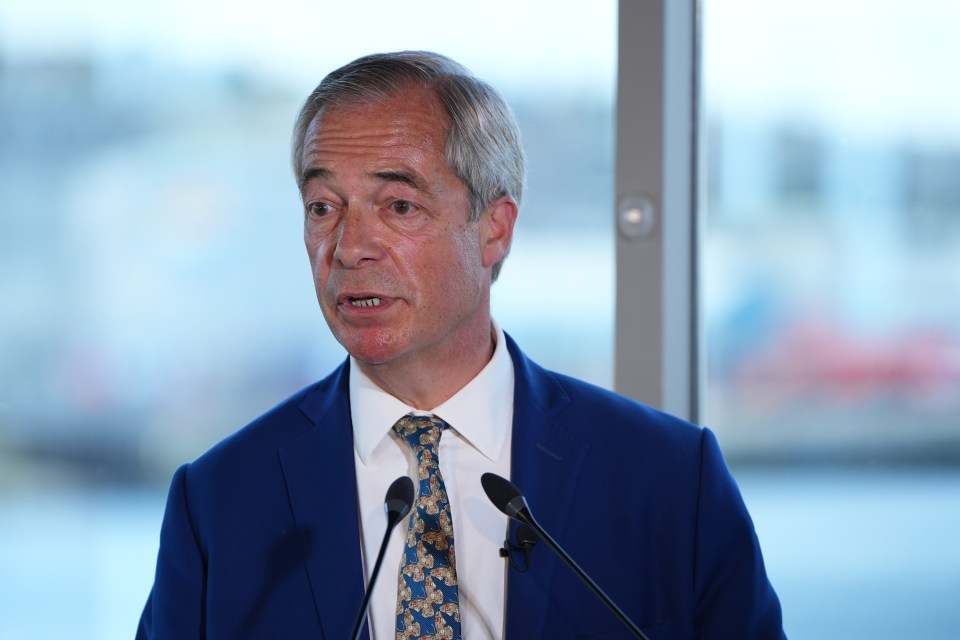 Nigel Farage speaking at a press conference.