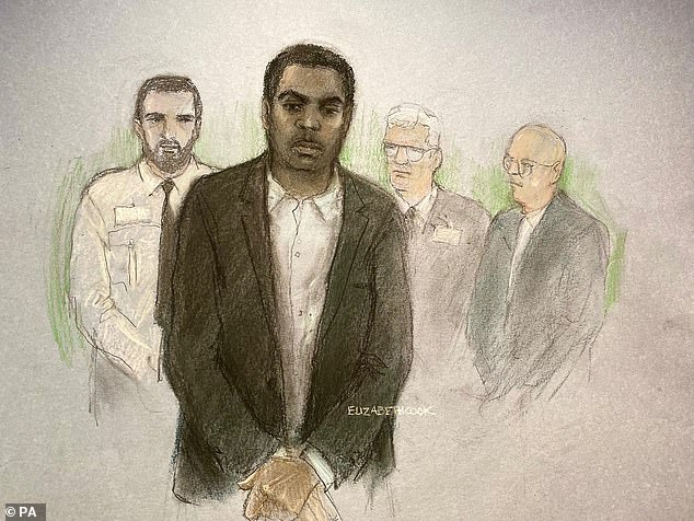 David remembers every minute of that dreadful day. He was with Emma at the family¿s holiday lodge in Cornwall when the TV news began to report what was happening in Nottingham. Pictured: a sketch of Calocane appearing in court for his sentencing in January 2024