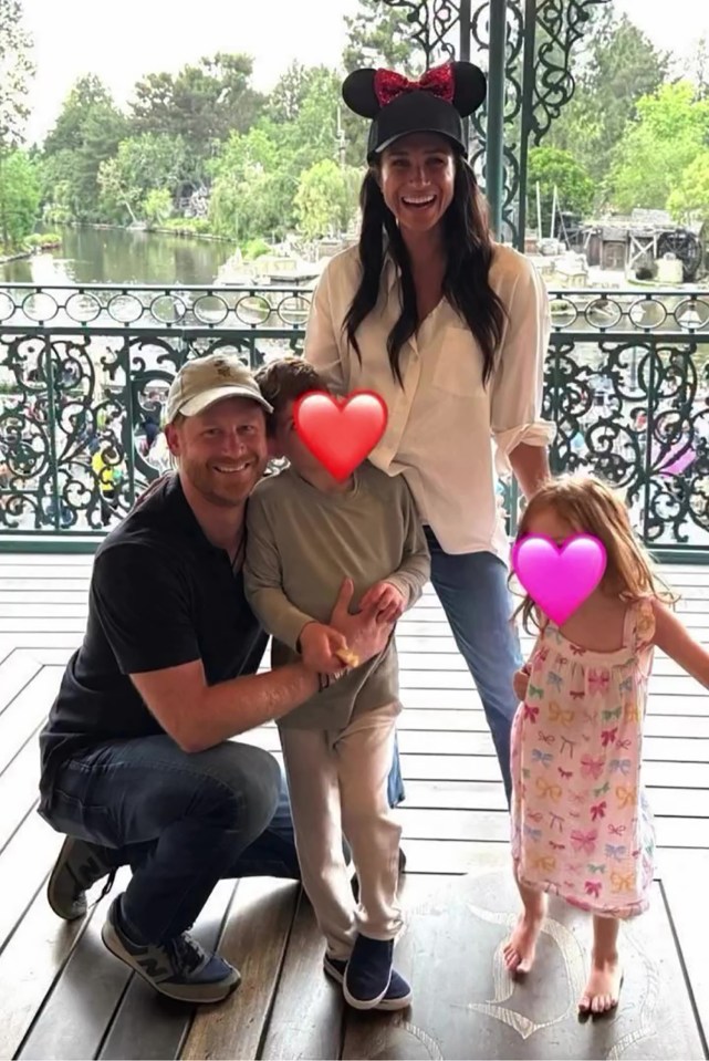 Meghan Markle and Prince Harry with their children at Disneyland.