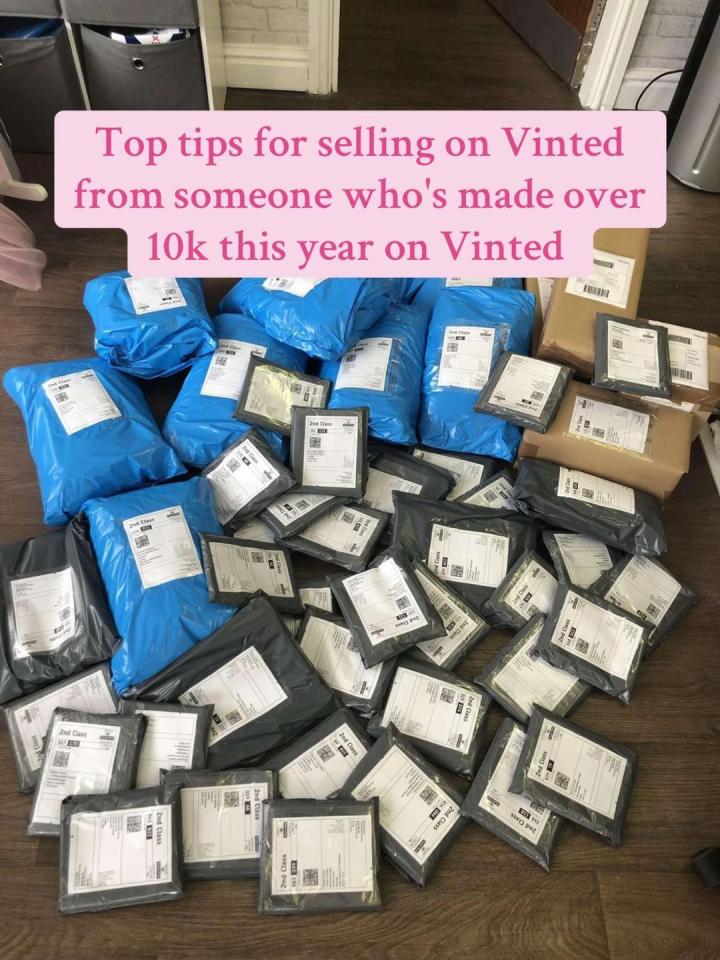 Many Vinted packages; selling tips.