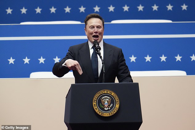 Elon Musk speaks at the Capitol One Arena on President Donald Trump's inauguration day. Musk took credit for Trump's 2024 election victory in X posts on Thursday
