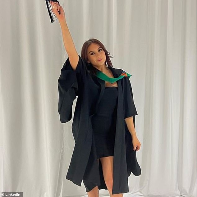 The psychology graduate (pictured) from Redditch,  Worcestershire, describes herself on Linkedin as a digital nomad