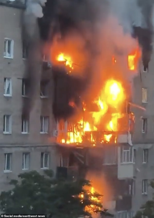 More than 40 explosions were heard as Kremlin forces unleashed 48 kamikaze drones plus six aerial bombs and missiles on Kharkiv just before dawn today