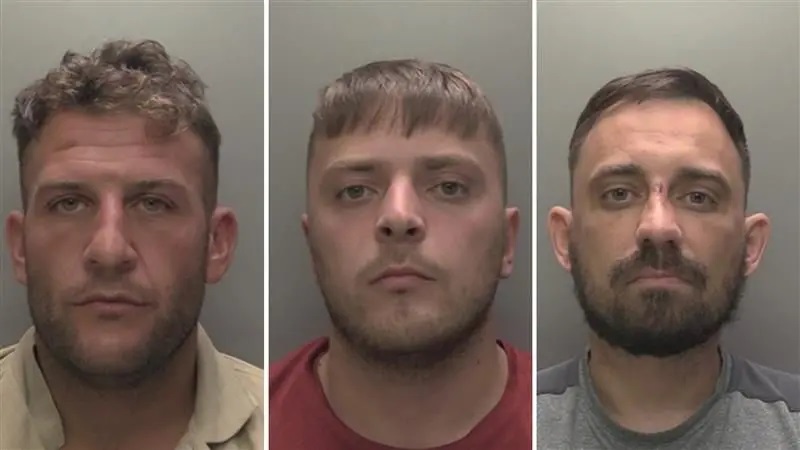 Mugshots of Lee Jenkinson, Liam Langton, and Luke Gilson, ringleaders of a drug gang.