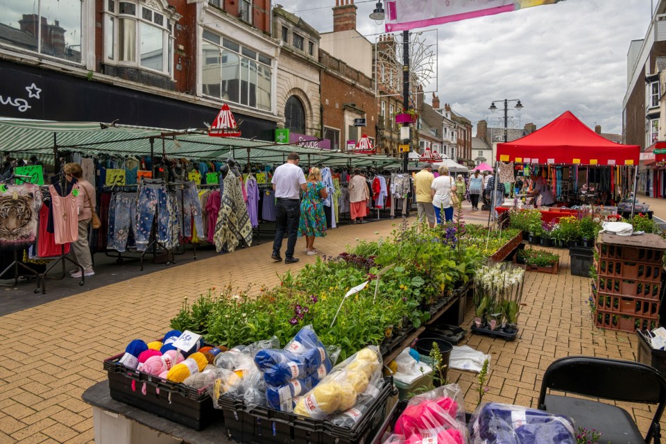 3A67X0R King Street Market in Bridlington, East Yorkshire, UK