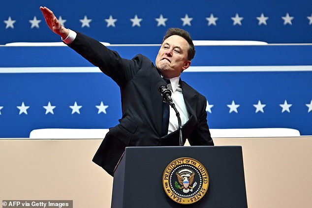 He also made an apparent Nazi salute during a his speech at the inaugural parade inside Capitol One Arena, in Washington, DC, on January 20, 2025