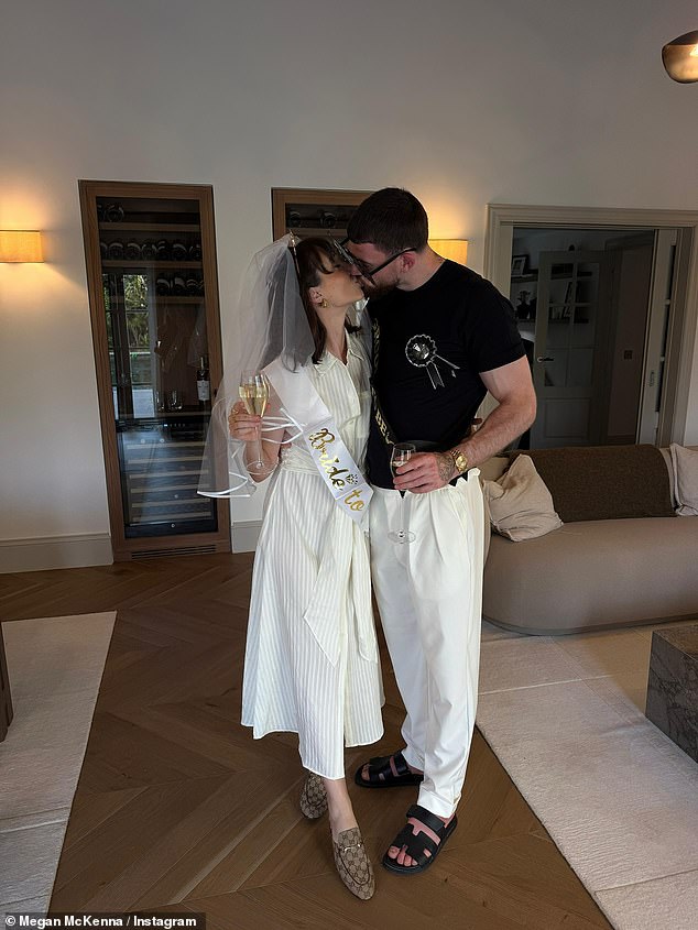 The couple, who welcomed their first child Landon in October, had a joint hen and stag do at the end of May