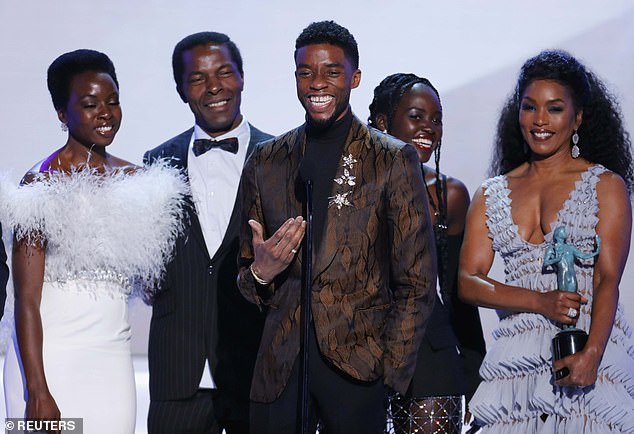 Regardless of how the lineage shakes out, one thing has stunned readers across the board: the Black Panther mantle now appears to belong to someone who presents as white; (Cast member Chadwick Boseman speaks on behalf of the cast of Black Panther after the film won Outstanding Performance by a Cast in a Motion Picture in 2019)