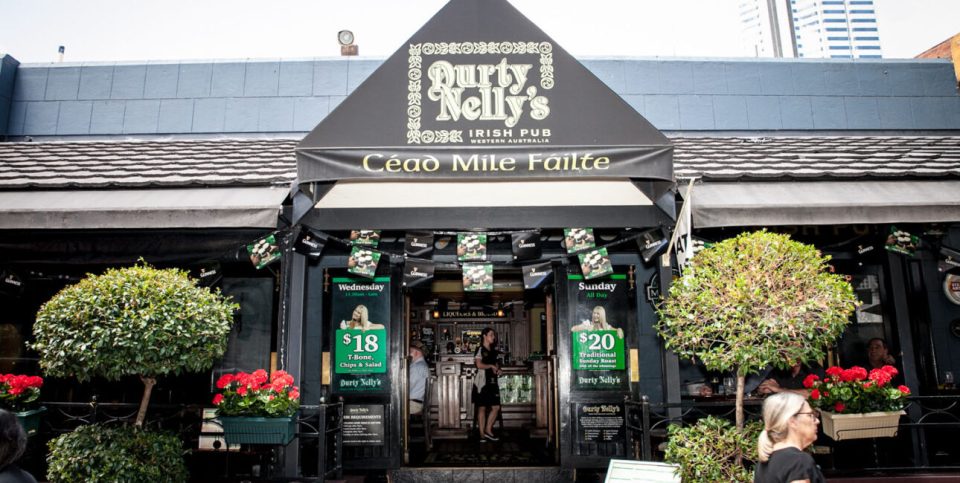 Exterior of Durty Nelly's Irish Pub.