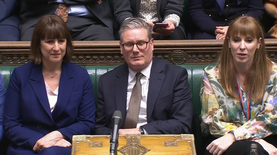 Rachel Reeves, Keir Starmer, and Angela Rayner at Prime Minister's Questions.
