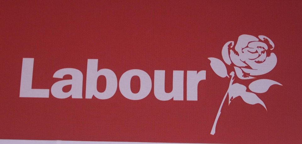 Labour Party logo: "Labour" with a rose.