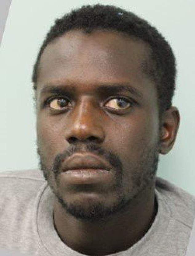 The man who had fallen on top of her, Amsumana Sillah Trawally (pictured), suffered a mere leg fracture. The 25-year-old was jailed for four years in 2019 after admitting causing grievous bodily harm. It was concluded that he had likely been under the influence of cannabis at the time he fell from the third floor. He has since been deported from the UK