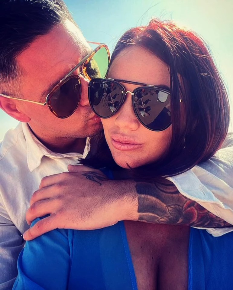 Amy Childs and her fiancé Billy DelBosq embracing.