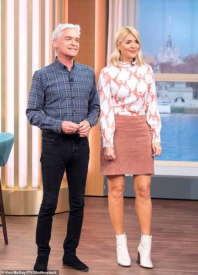 According to The Sun, one option could be the reboot of classic series Record Breakers, which her TV producer husband Dan Baldwin, 50, is currently working on (pictured on This Morning with Philip Schofield in 2019)