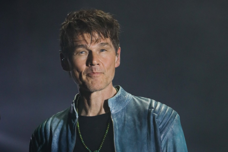 Morten Harket of a-ha performing.