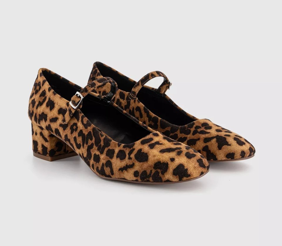 Pair of leopard-print low heels.