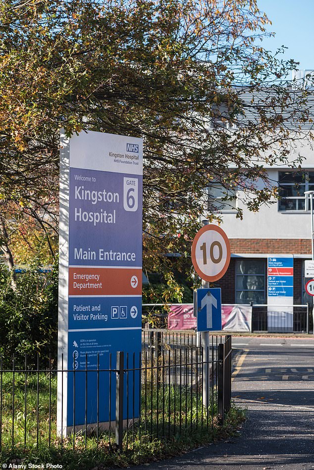 Her son was referred to a paediatrician at Kingston Hospital (pictured) in south-west London after she noticed he was 'struggling to hold the pen well enough to write properly'