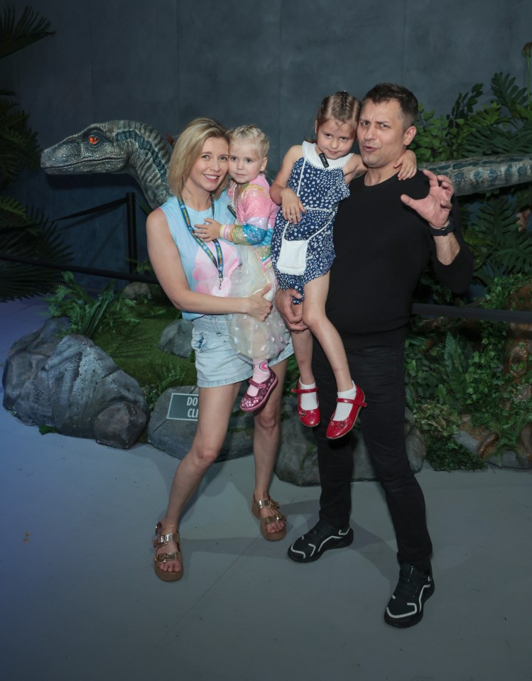 Boris Johnson and his wife with their two daughters at the Jurassic World: The Experience in London.
