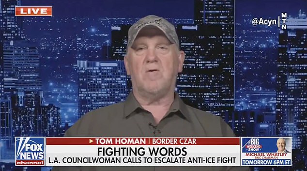 Trump's border czar Tom Homan has said the National Guard is mobilizing to enter the city of Los Angeles within hours amid tense standoffs between protesters and ICE agents