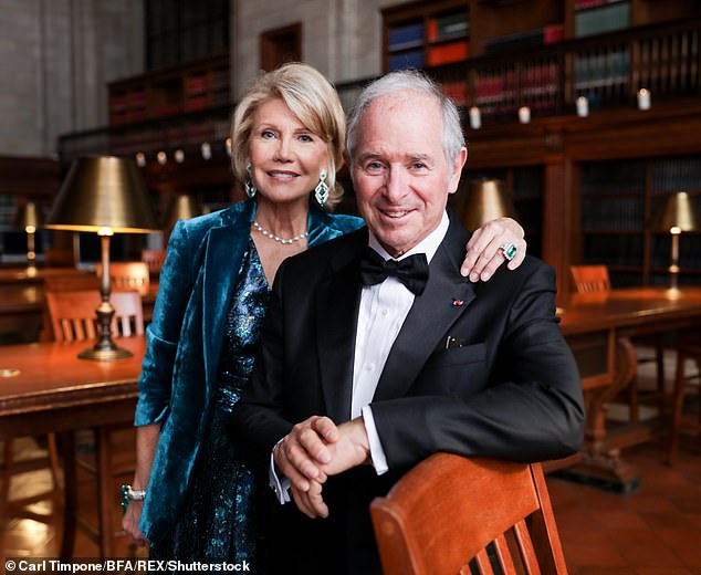 A spokesman for Mr Schwarzman, 78, denied the claims and said the estate was instead using a ¿highly sophisticated water collection system¿ that carries rainfall into the lake. The billionaire (right) pictured with his his wife Christine (left)