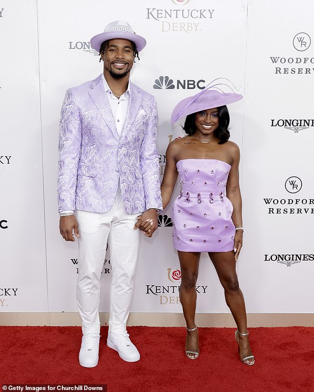 Studies have shown that taller men and shorter women prefer a greater height gap between themselves and their partners. This might help explain the size difference between 4ft 8" Simone Biles (right) and her 6ft-tall husband Jonathan Owens (left)