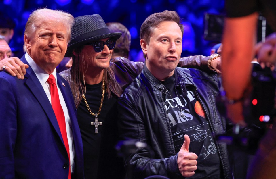 Photo of Donald Trump, Kid Rock, and Elon Musk together.
