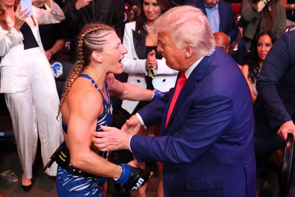 Kayla Harrison and Donald Trump at a UFC event.