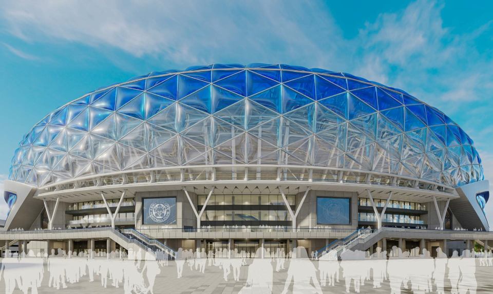 Illustration of King Power Stadium expansion plans in Leicester.