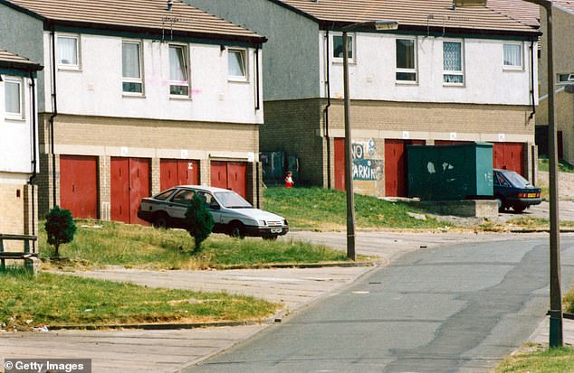The garages on the Penrhys estate all had steel doors placed on them by around 1995