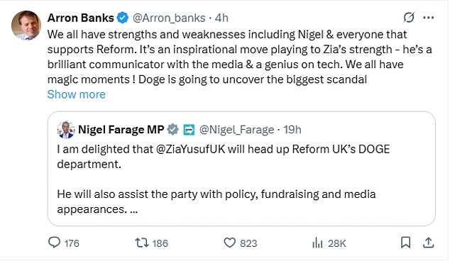 Sunday: Mr Banks says his colleague's return was 'an inspirational move' that played to the strengths of someone who was ' a brilliant communicator with the media and a genius on tech'.
