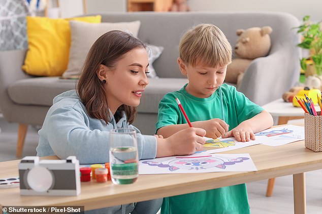 But the most surprising detail of the ad? The nanny must 'avoid excessive talkativeness' and be able to 'read a room'. Pictured: A file photo of a nanny with a young boy