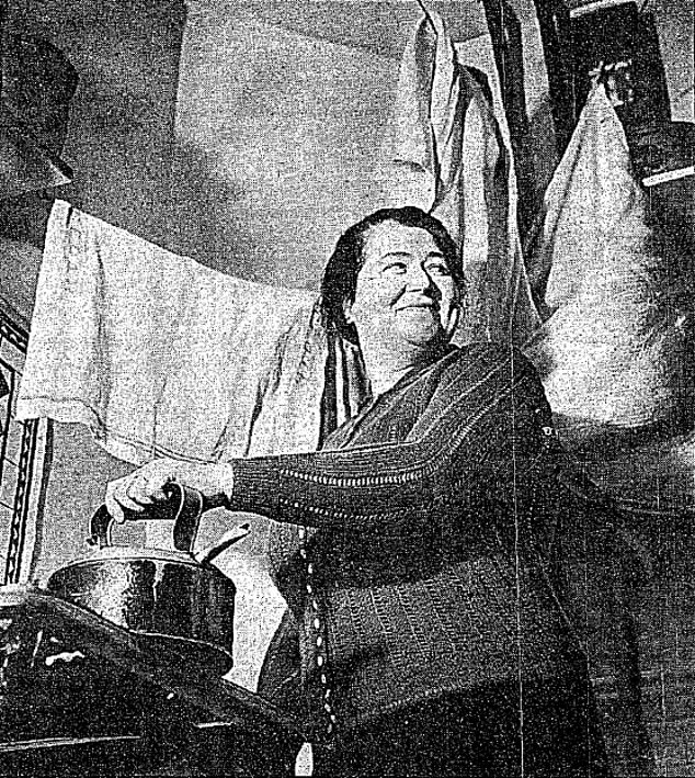 Ten years after Alois walked out on her and returned to Germany, Bridget and Adolf's nephew William Hitler moved to a house in Priory Gardens, Highgate, north London, where she took in lodgers to help make ends meet. Here, Bridget is pictured inside the property boiling a kettle