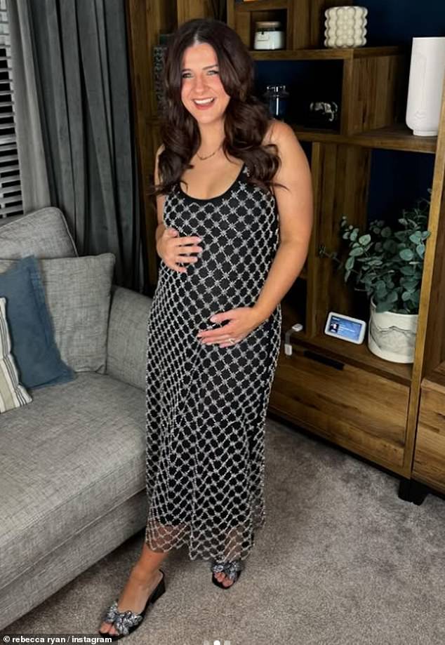 Rebecca first revealed she was pregnant in January and playfully joked about her exciting news, stating that 'sleep was overrated'