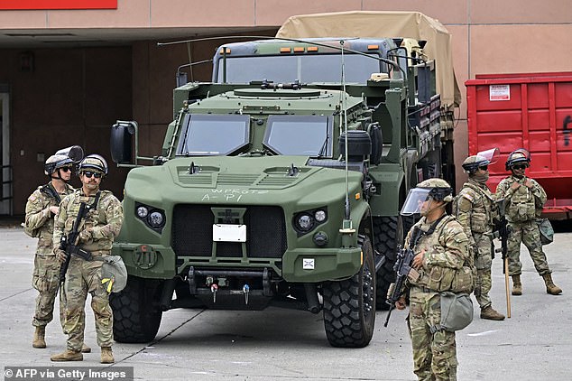 The troops included members of the 79th Infantry Brigade Combat Team, according to a social media post from the Department of Defense