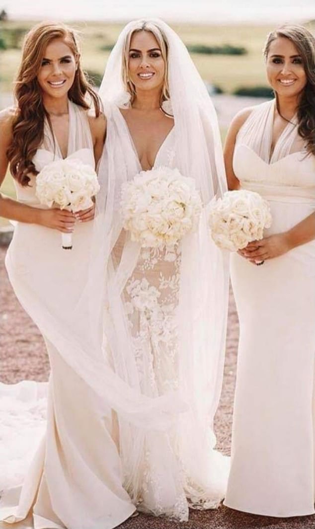 In January, Newall (right) was a bridesmaid alongside her cousin Jilly Isabella Cross, an influencer, at the wedding of Lauren Fleck, who married former Sheffield United and Rangers footballer John Fleck
