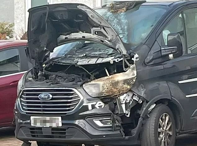 Her father's black cab was torched (pictured) last week outside their family home in Glasgow