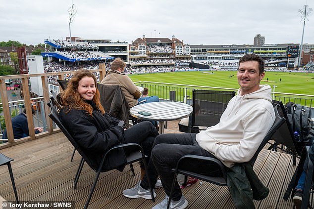 Olga Tyurina, pictured left, has lived at Oval Mansions for around a year and a half and was joined for the match by friend Ollie Carter