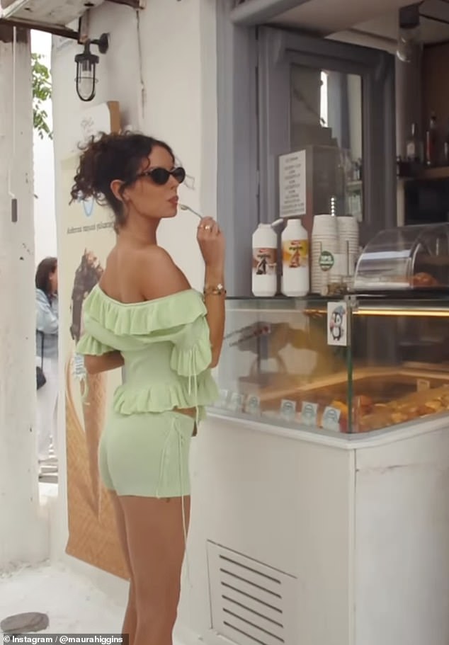 The Love Island alumni showed off her incredible physique in a video that saw her purchasing then seductively eating mint ice cream