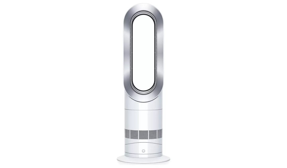 White and silver bladeless fan.
