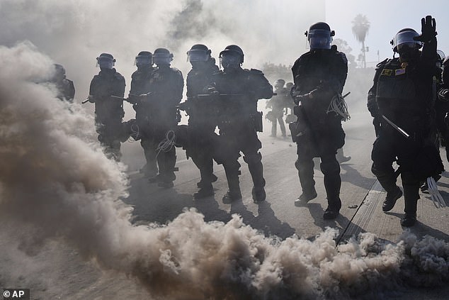 Police were authorized to deploy less lethal munitions to control the crowd