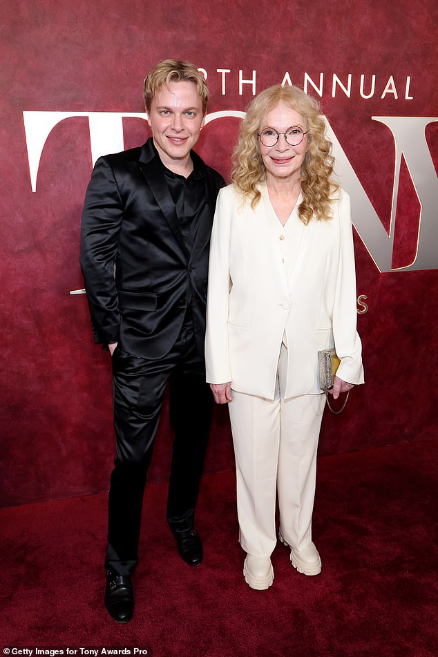 Acting legend Mia Farrow is competing in the lead actress in a play category; pictured May 16 in NYC; pictured with son Ronan Farrow